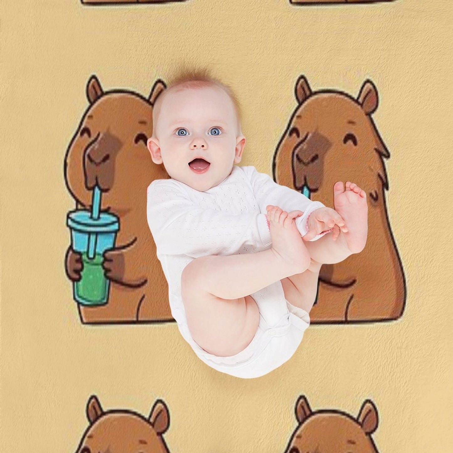 Capybara Drinking Refreshing Drink Wrinkle-free Throw Blanket