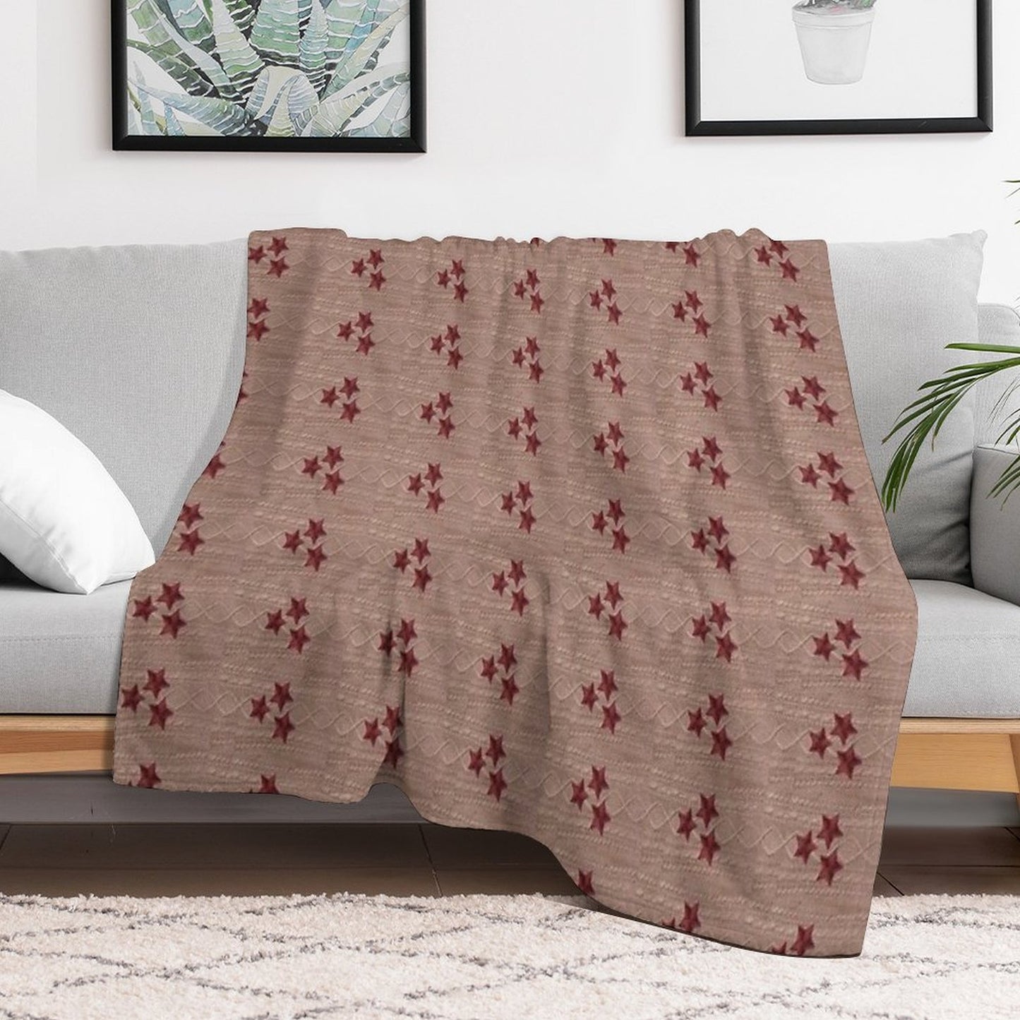 Red Cardigan Star (Printed Image - Not Real Knit) Anti-pilling Throw Blanket
