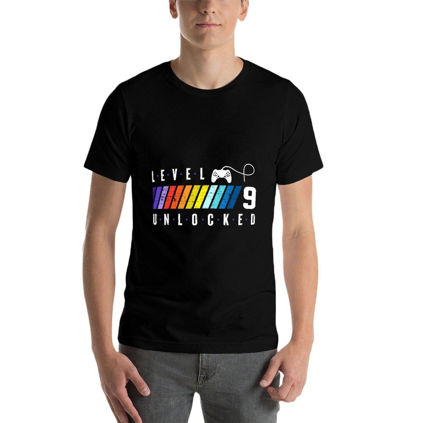 9th Birthday Gamer Boy Or Gamer Girl - Level 9 Unlocked Heathered Texture T-Shirt