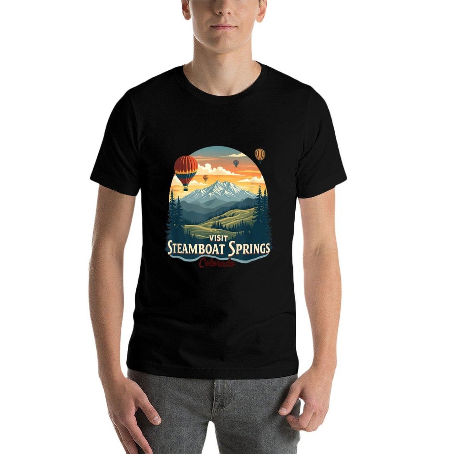 Steamboat Springs Colorado Skiing Sunset Hot Air Balloon Classic T-Shirt