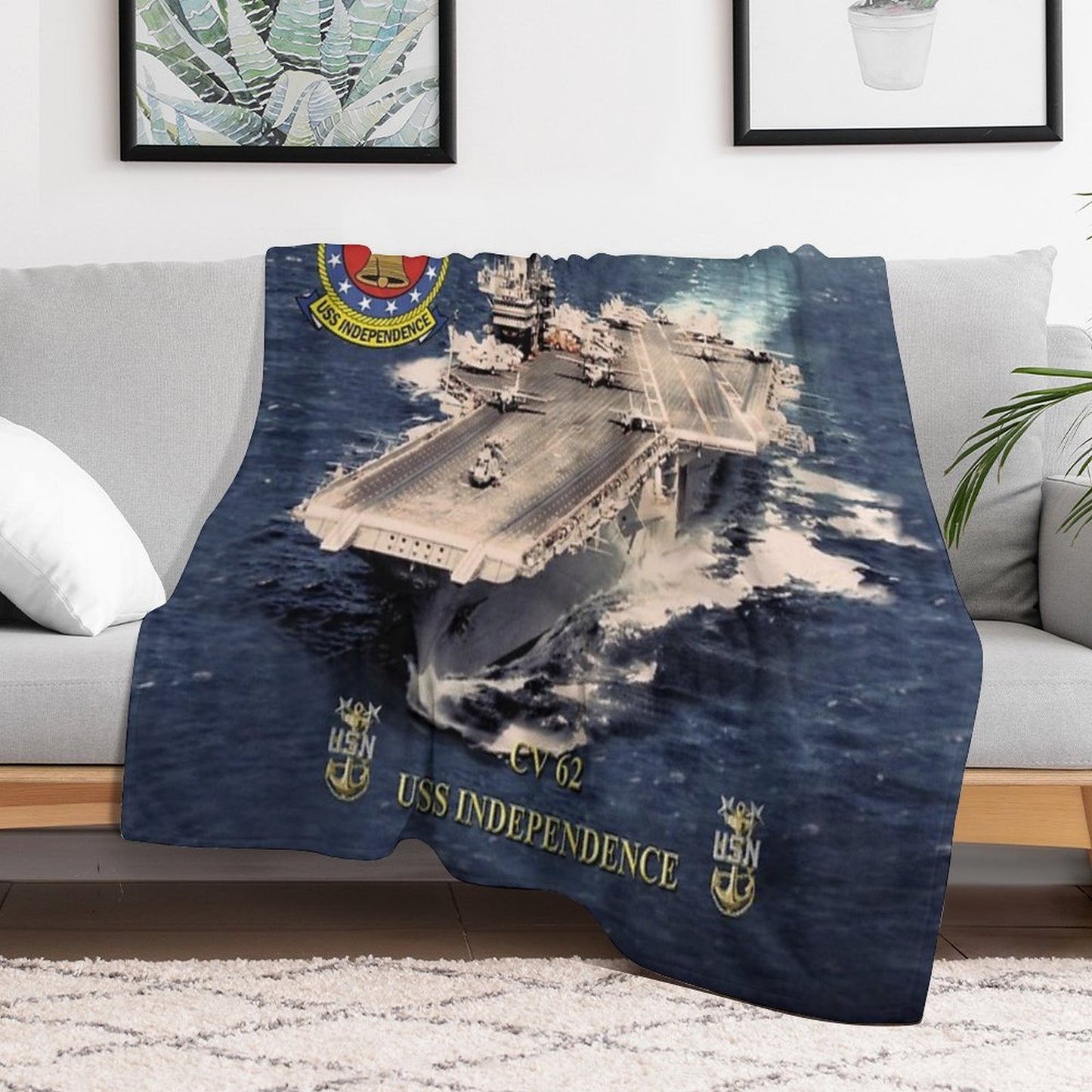 CV-62 USS Independence Sustainable Throw Blanket