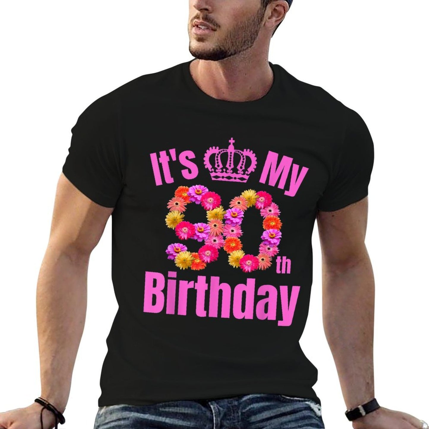90 Year Old Birthday Flower Birthday Its My 90th Birthday Vintage-inspired T-Shirt