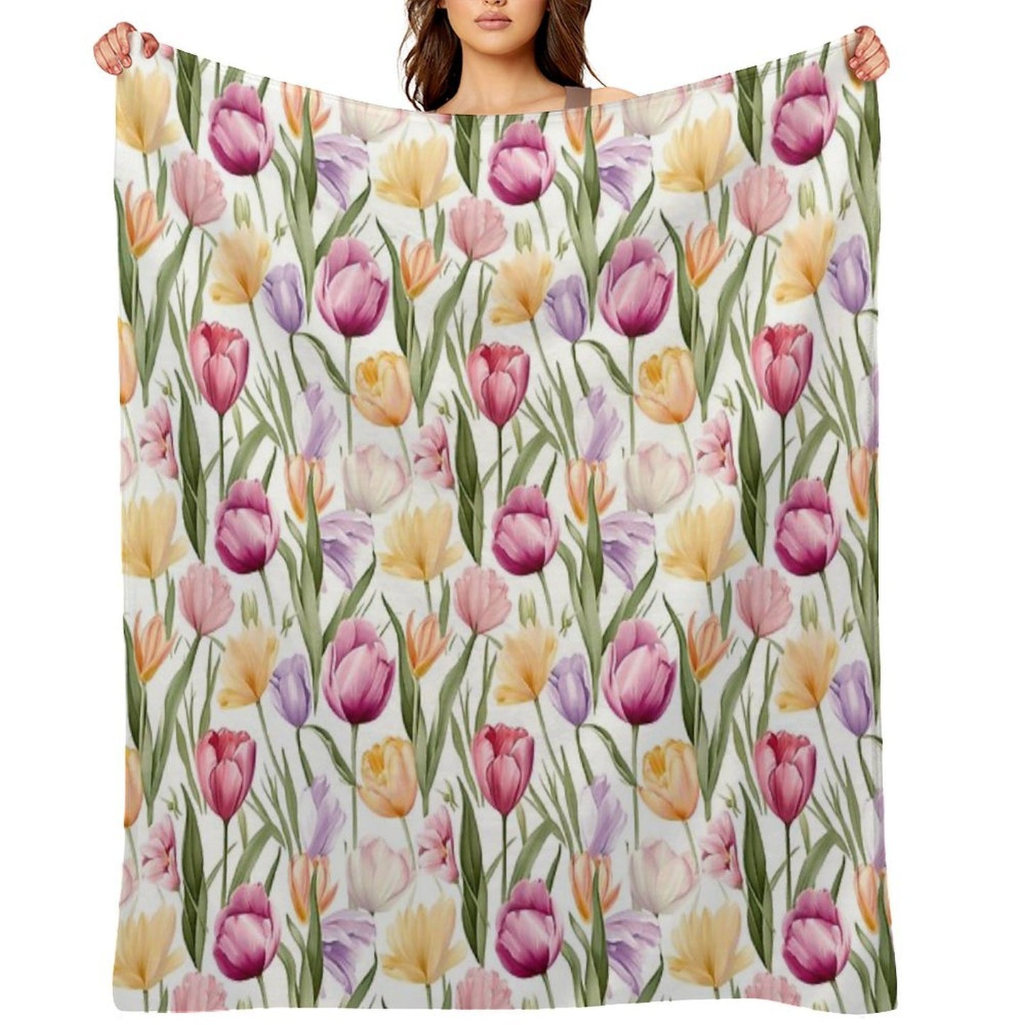 Colourful Tulips Sustainable Throw Blanket