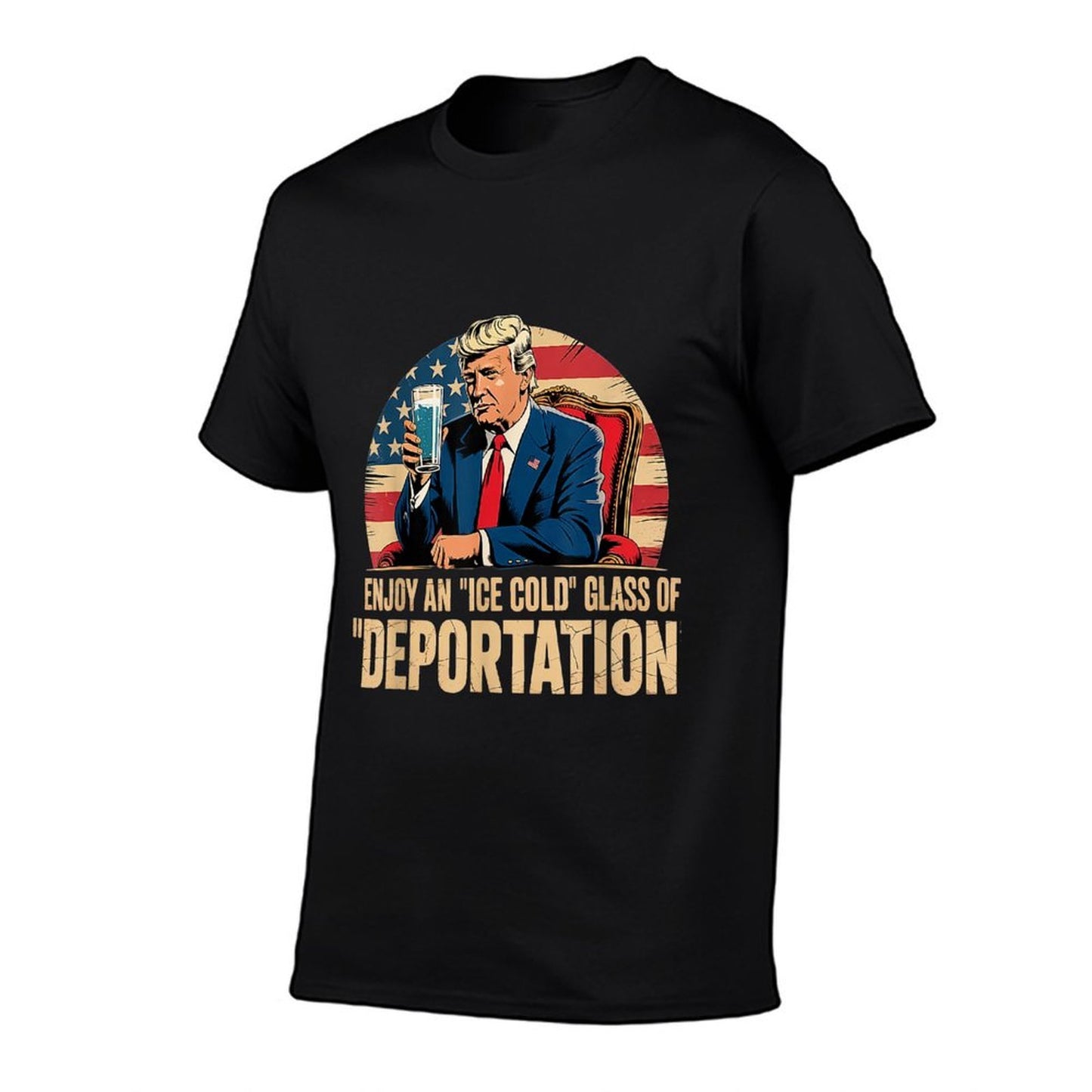 ICE Enjoy An Ice Cold Glass Of Deportation Ribbed Collar T-Shirt