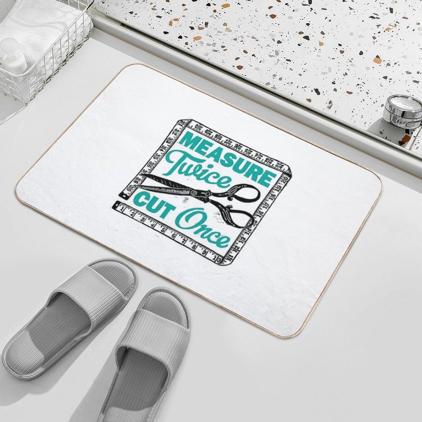 Sewing, Dressmaking And Quilting Motto Measure Twice Durable Bath Mat
