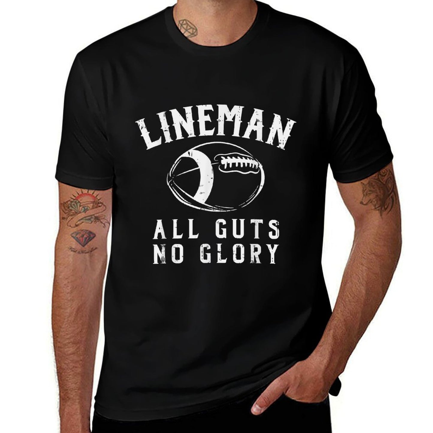 Lineman Guts Glory Funny American Football Gridiron Gift  Oversized Silhouette T-Shirt