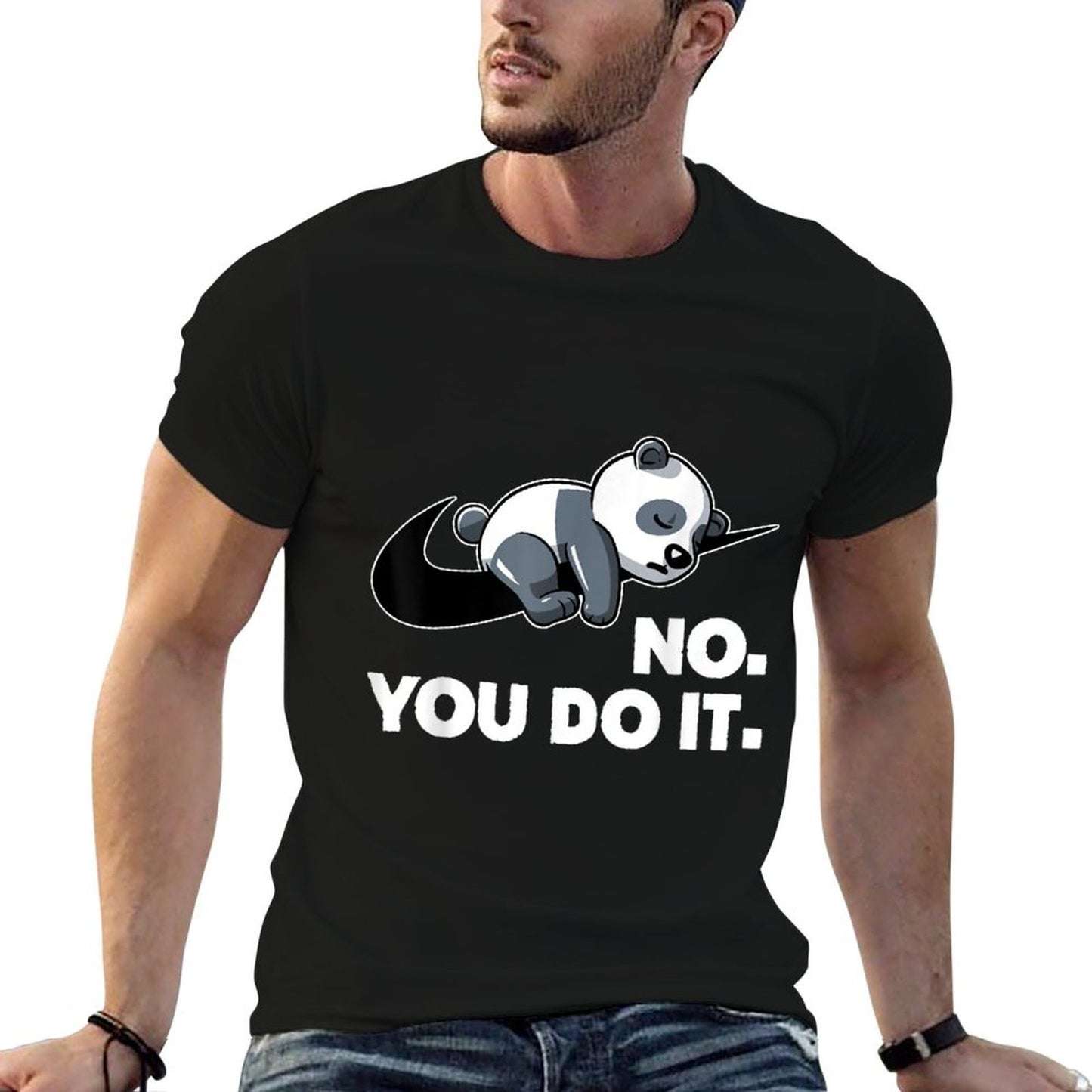 Retro Funny Lazy Panda No You Do It Vintage Cute Sleeping Heathered Texture T-Shirt