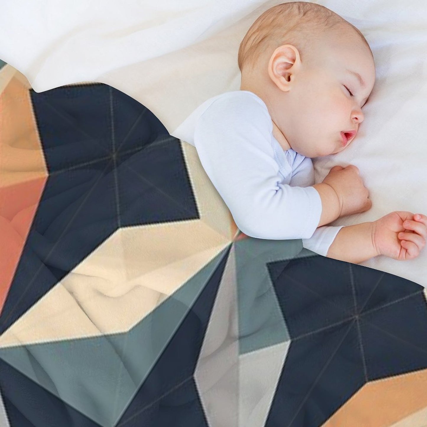 Graphic Retro Kaleidoscope Symmetrical Shapes in A Color Palette Easy Care Throw Blanket