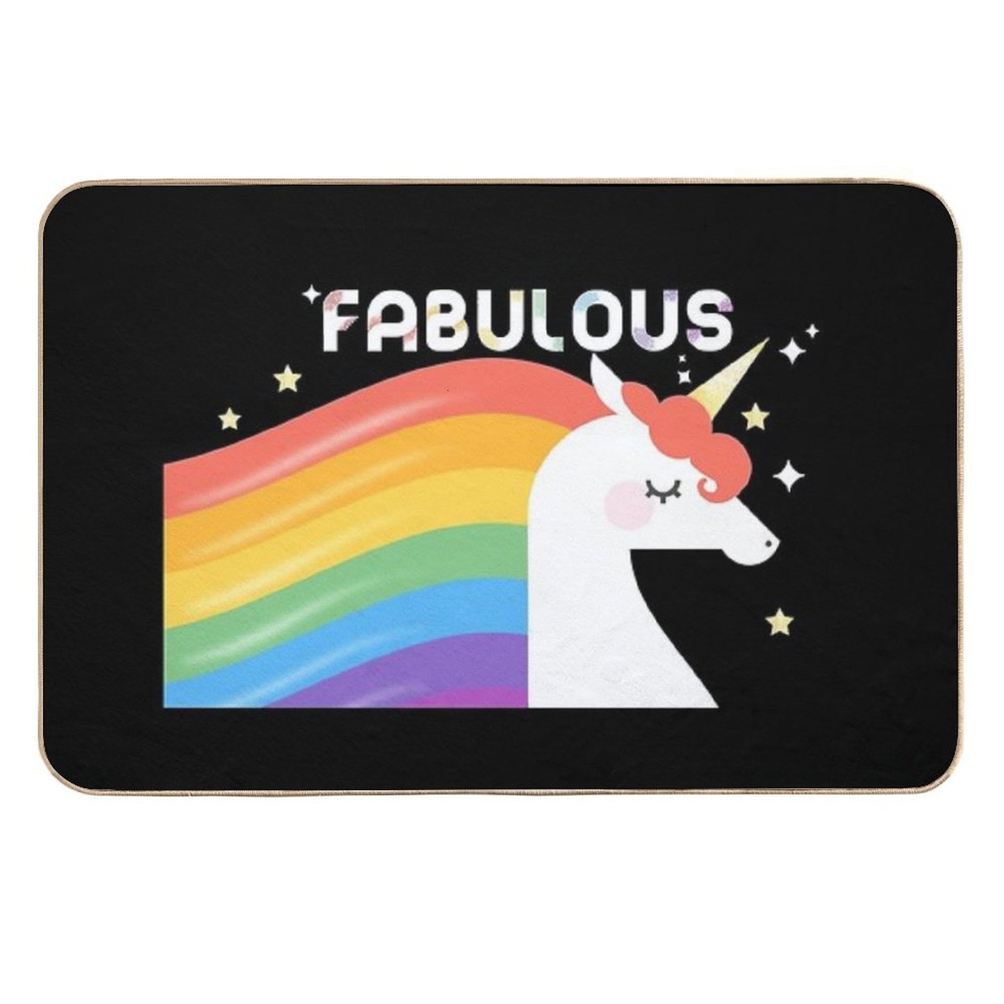Fabulous Sparkling Rainbow Unicorn Repositionable Bath Mat