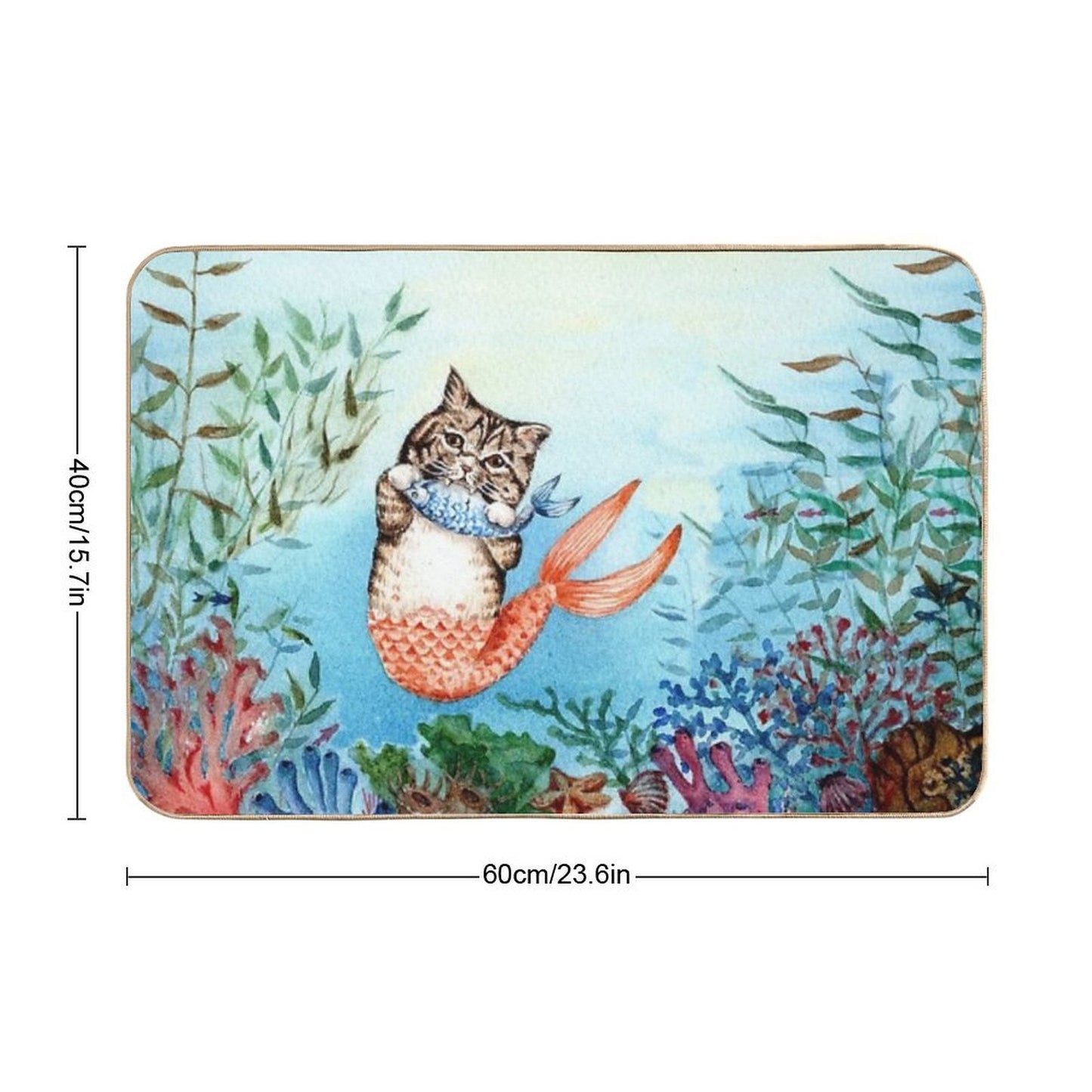 Cute Purrmaid Cat Mermaid Eco-Friendly Bath Mat