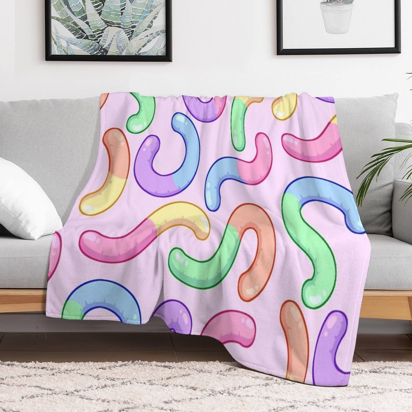 Gummy Worm Pattern Compact Throw Blanket