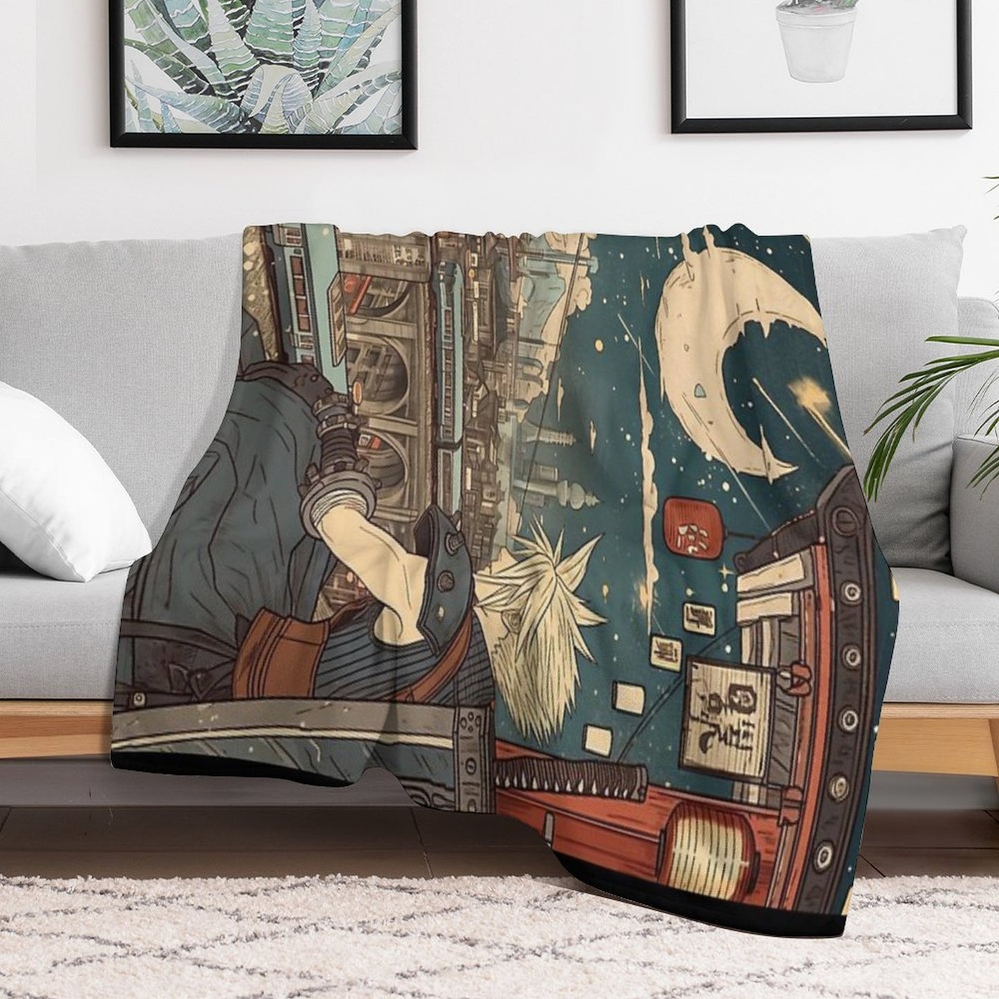 Traditional Cloud Machine-washable Throw Blanket