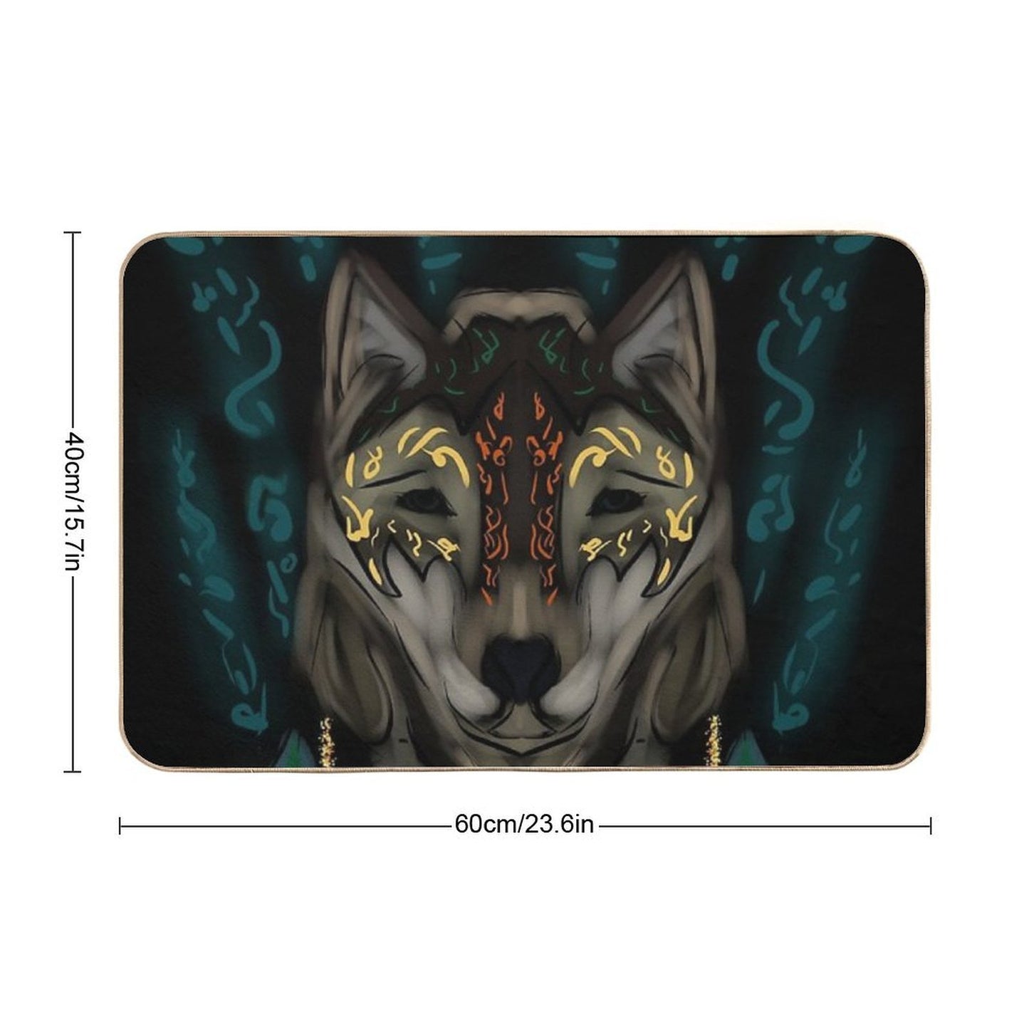 Totemic Wolf Dirt-Trapping Bath Mat