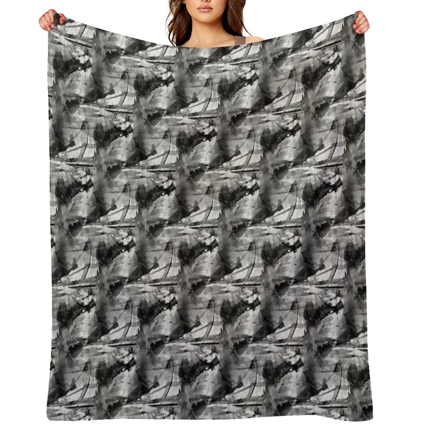 Grunge Monochromatic Grayscale Pattern Sustainable Throw Blanket