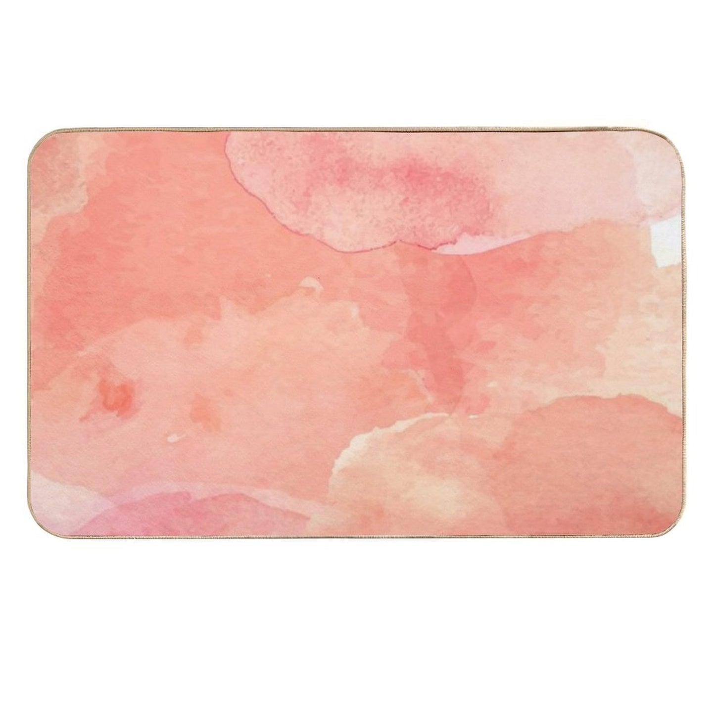Peach Watercolor Painted Clouds Anti-Trip Bath Mat