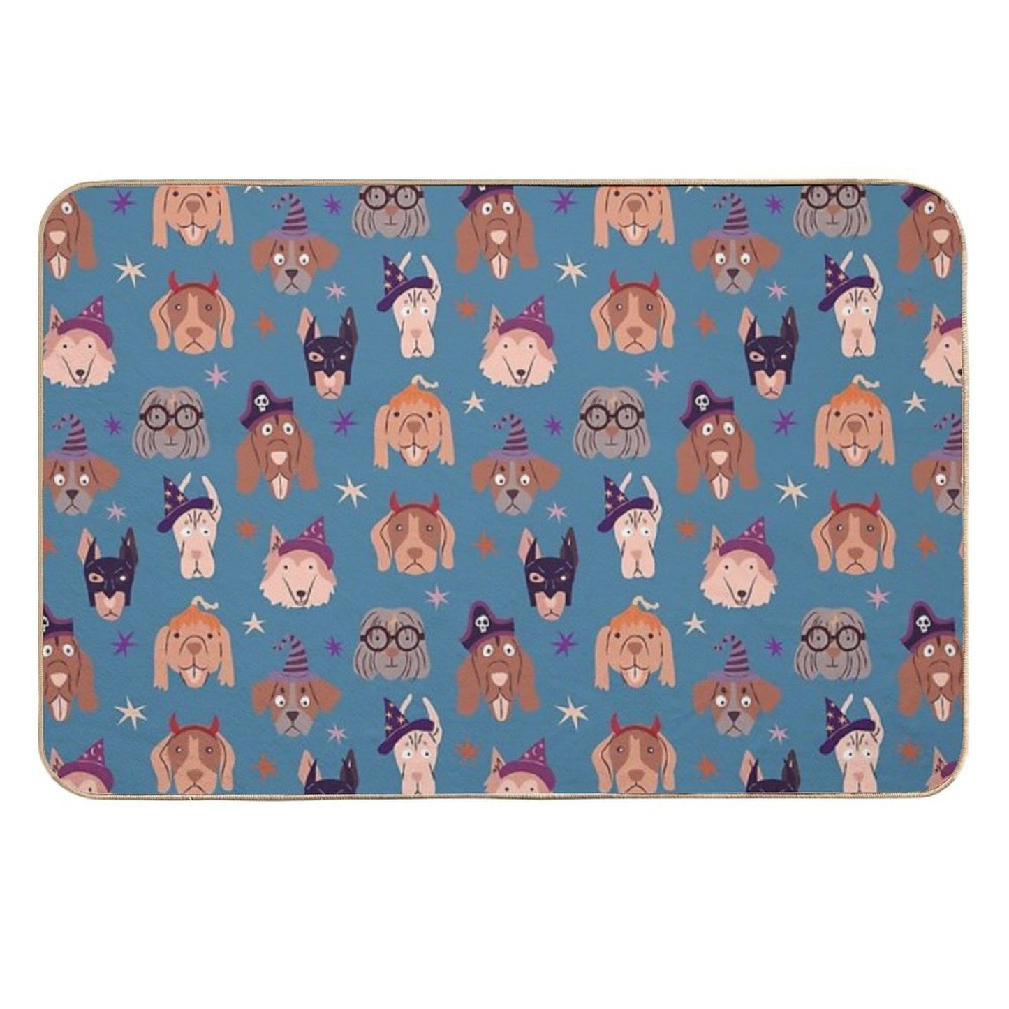 Bark Or Treat Halloween Blue Slip-Resistant Bath Mat
