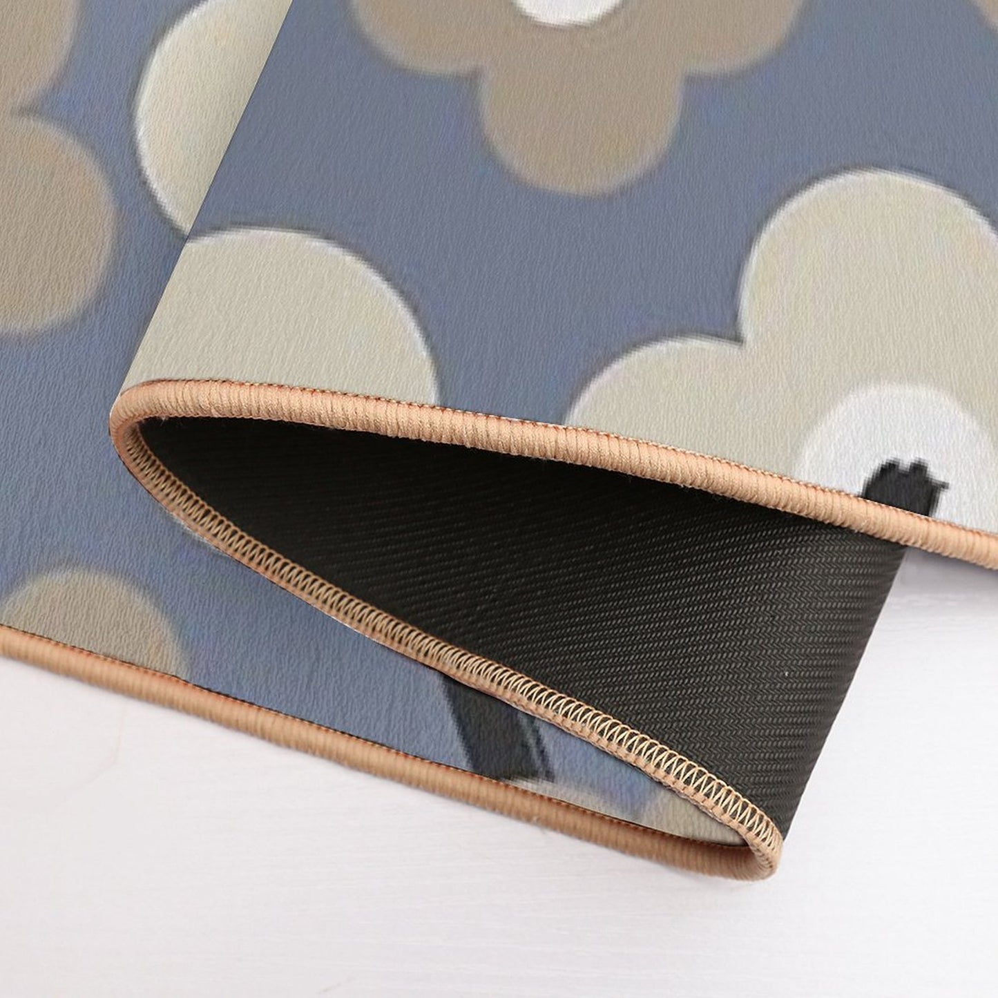 Unique Scandinavian Floral Pattern in Gray, Blue And Beige Odorless Bath Mat