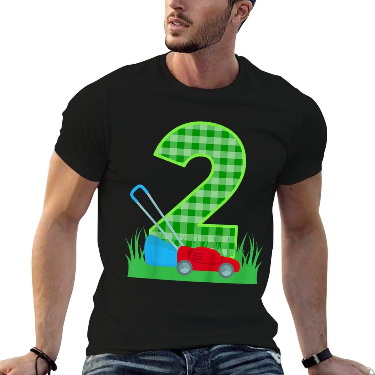 Kids 2nd Lawn Mower Birthday Two Year Old Boy Lawn Mowing Bday Wrinkle-resistant T-Shirt
