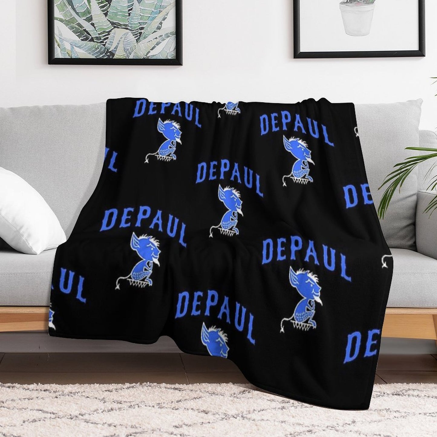DePaul Mascot Design Sustainable Throw Blanket