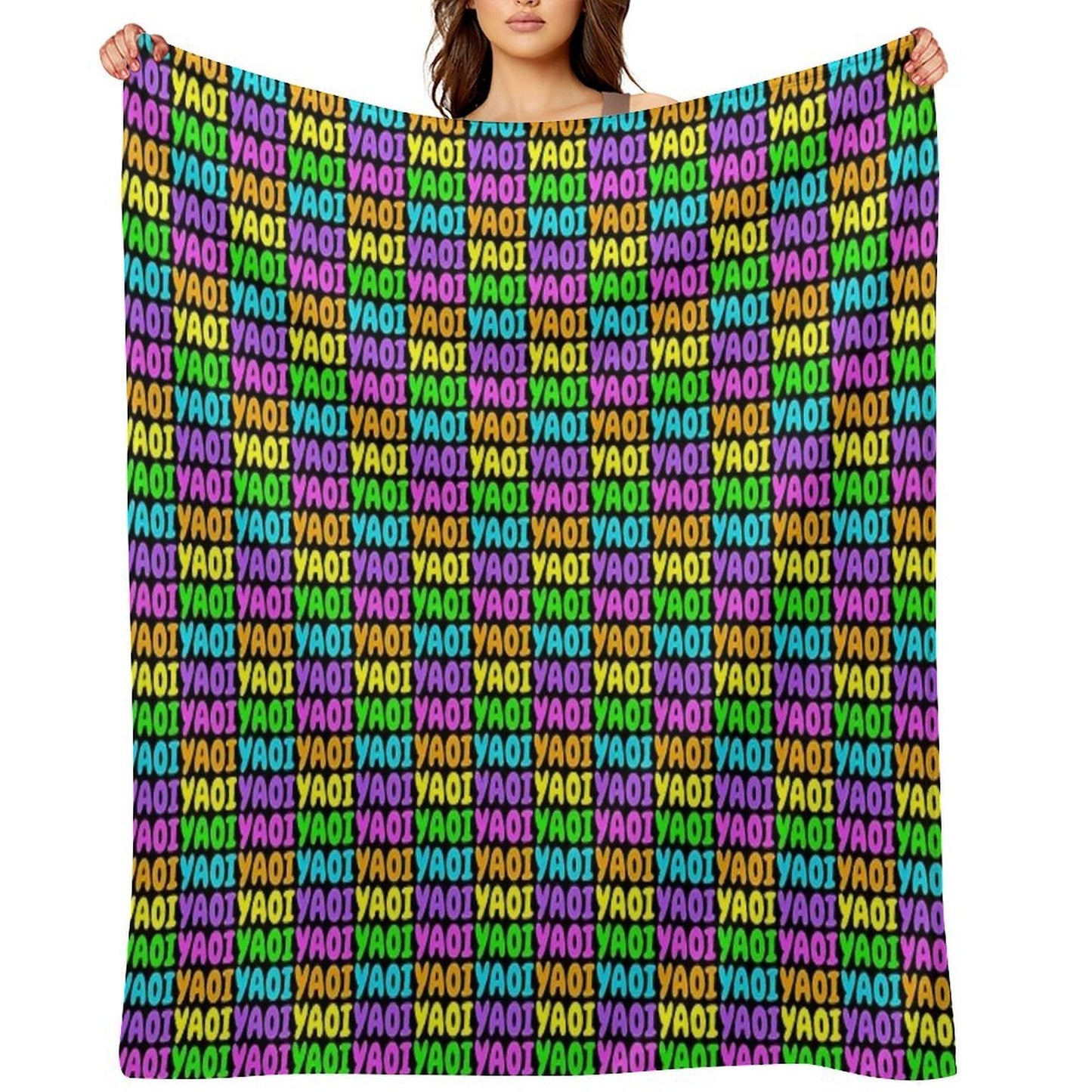 NEON RAINBOW YAOI Eco-conscious Throw Blanket