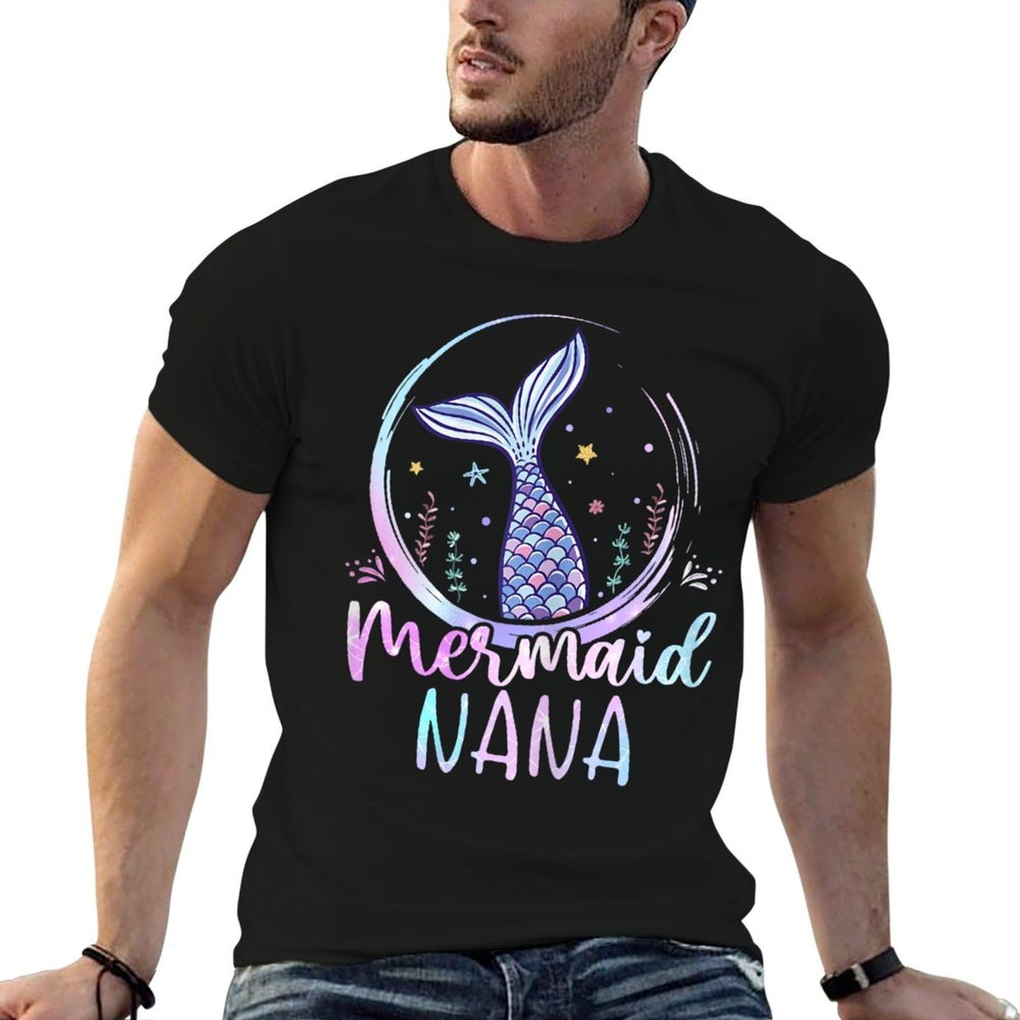 Womens Mermaid Nana Birthday Mermaid Girl Beach Mermaid Tail Versatile T-Shirt