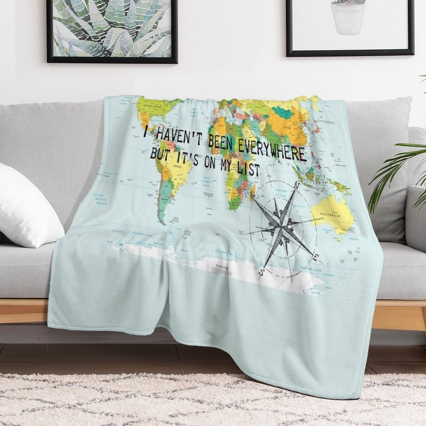 I Haven't Been Everywhere But It's on My List - Travel Quote Velvety-soft Throw Blanket