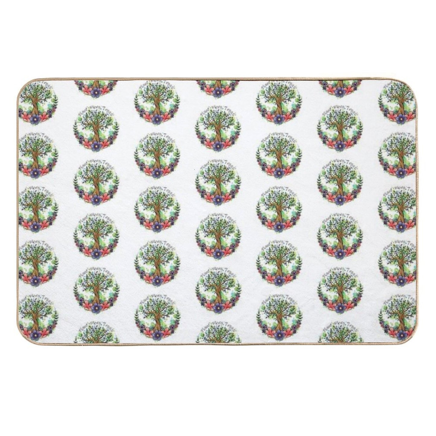 Green Trees And Flowers Eco Design Stain-Proof Bath Mat