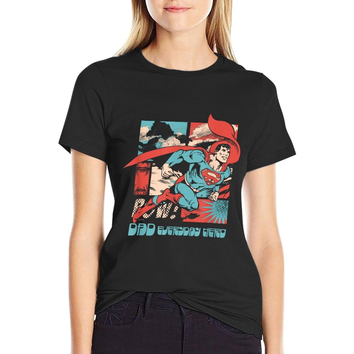 DC Comics Superman Fathers Day Everyday Hero Vintage Panels Rolled Sleeves T-Shirt