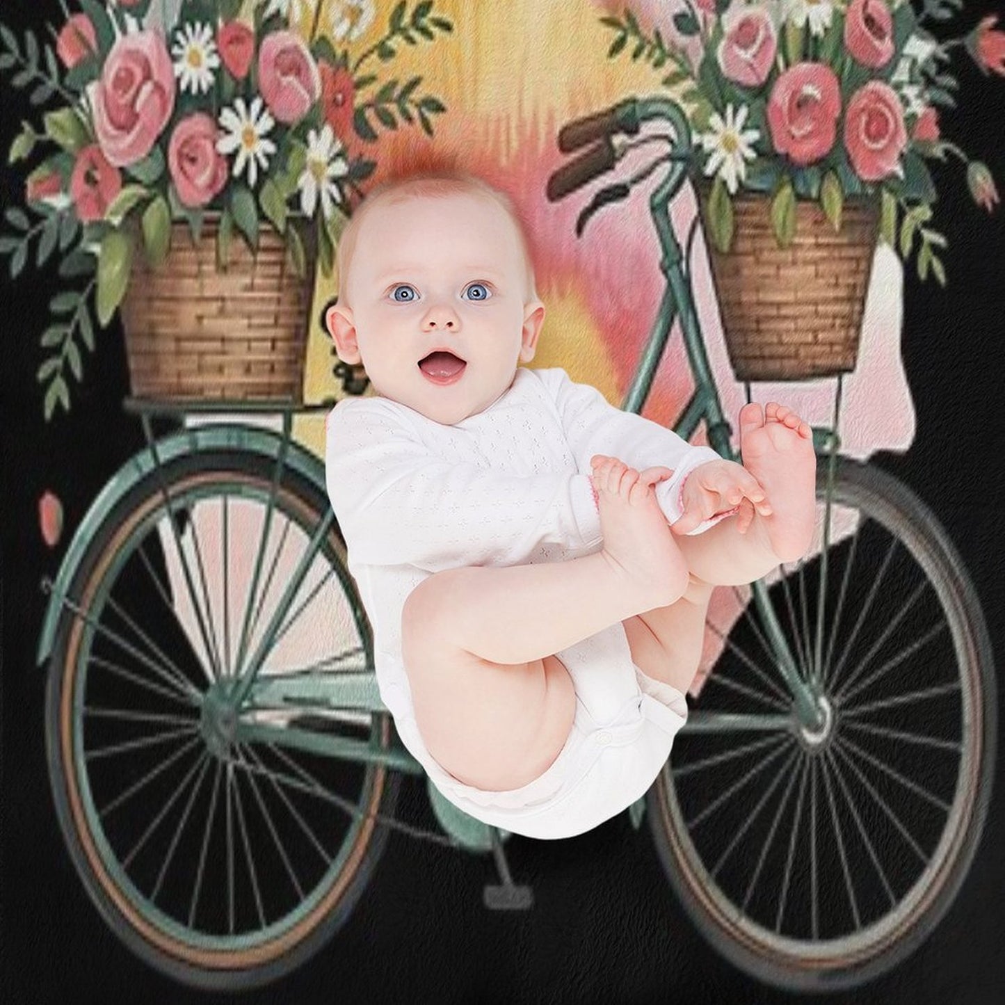 Flourish Dream Thrive Floral Bike Subtle Multi-functional Throw Blanket