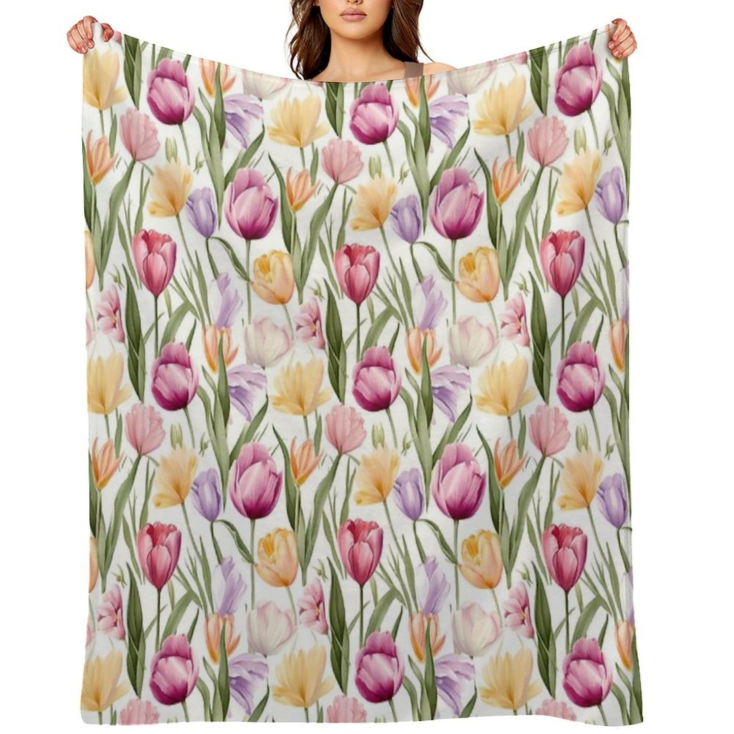 Colourful Tulips Sustainable Throw Blanket
