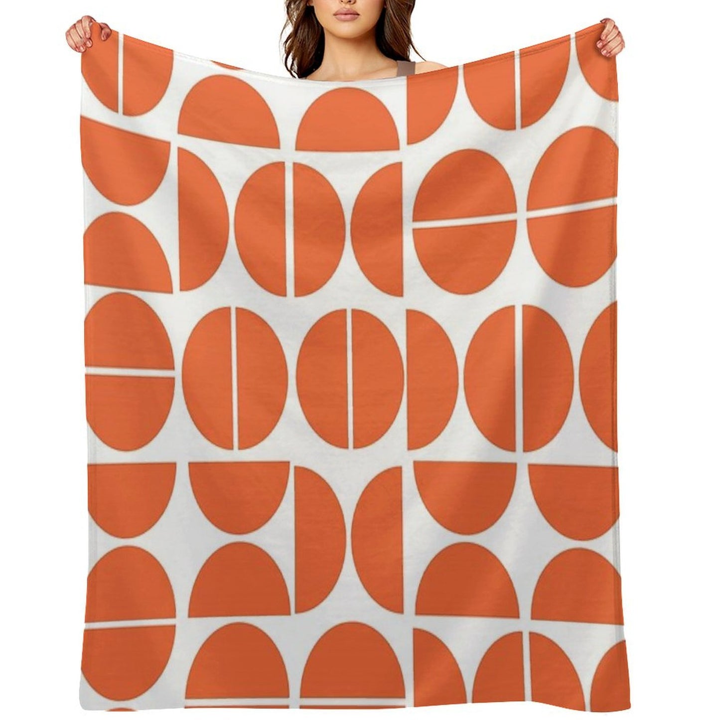 Mid-Century Modern Geometric Orange All-season Throw Blanket