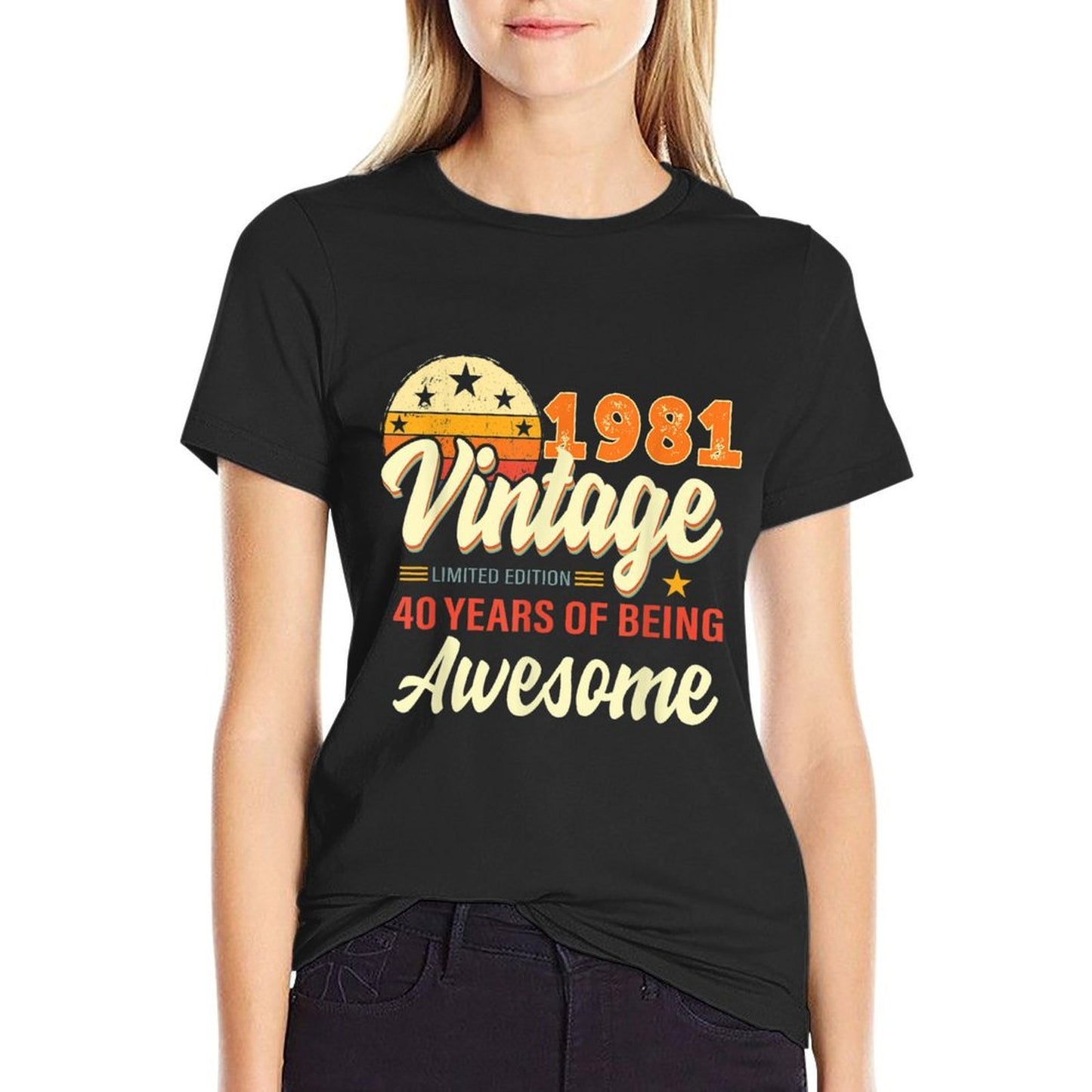 40 Year Old Gifts Vintage 1981 Limited Edition 40th Birthday Oversized Silhouette T-Shirt