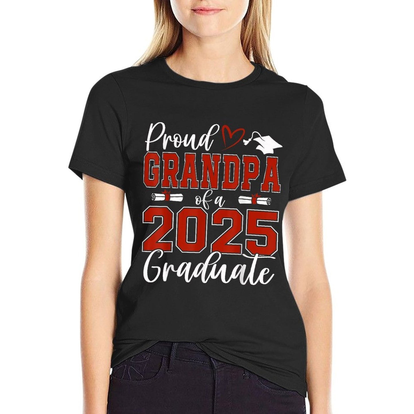 Proud Grandpa of A Class of 2025 Graduate Senior Graduation Polyester Blend T-Shirt