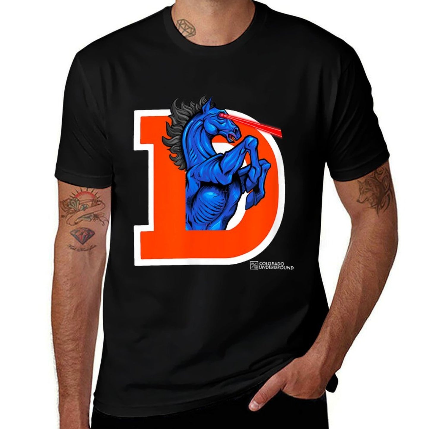 Colorado Legendary Blucifer, Demon Horse at Denver Airport  Rolled Sleeves T-Shirt