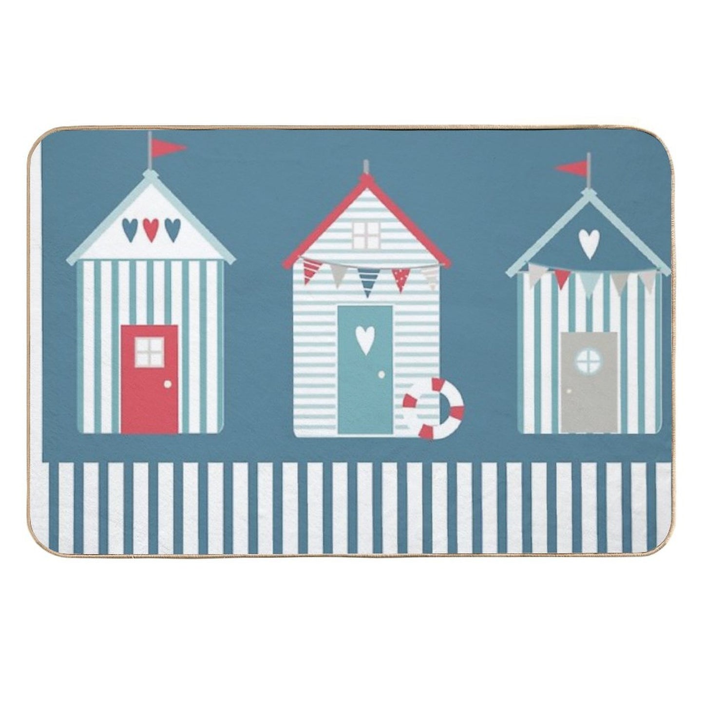 By The Sea Beach Huts Stain-Proof Bath Mat