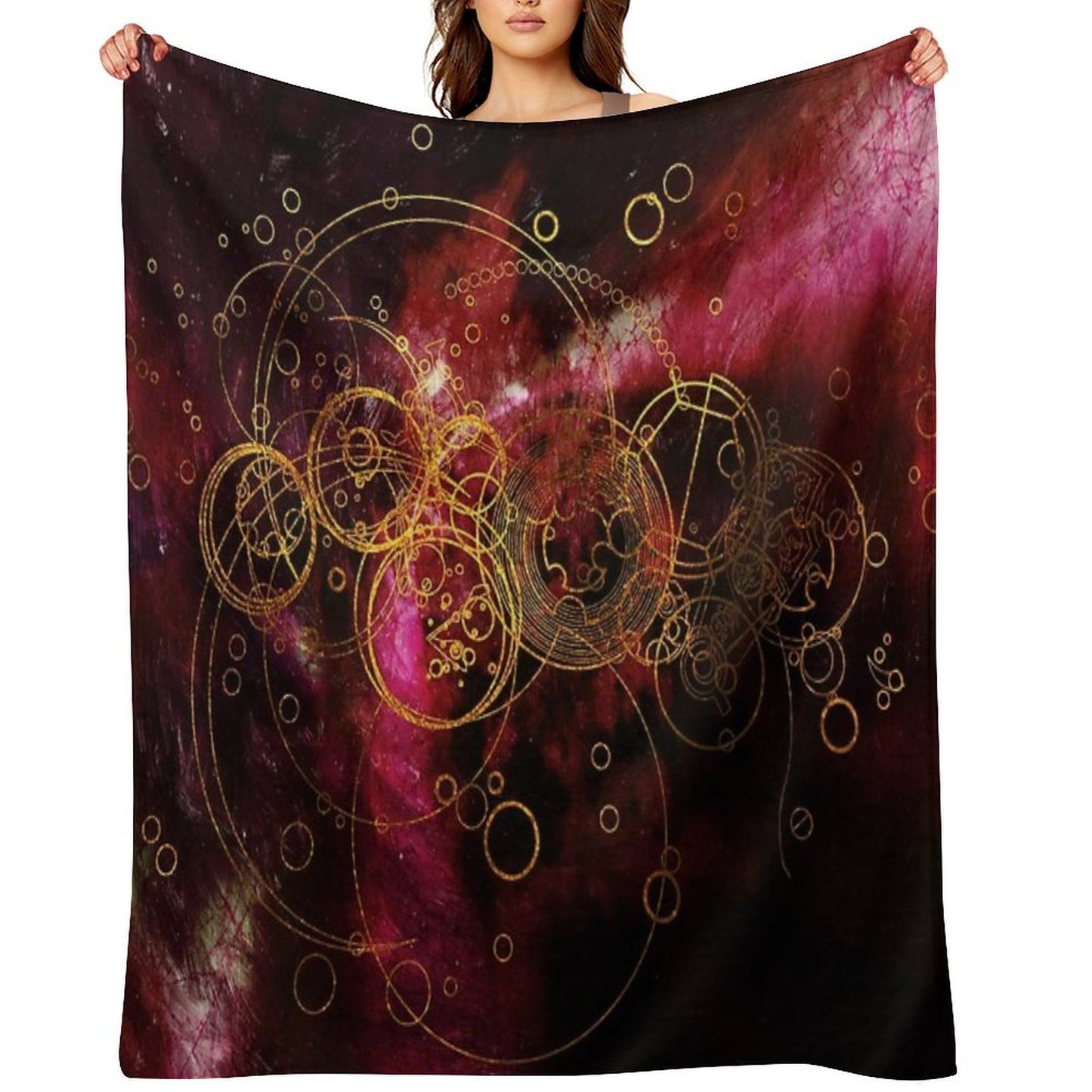 ClockWork Writing Red Compact Throw Blanket