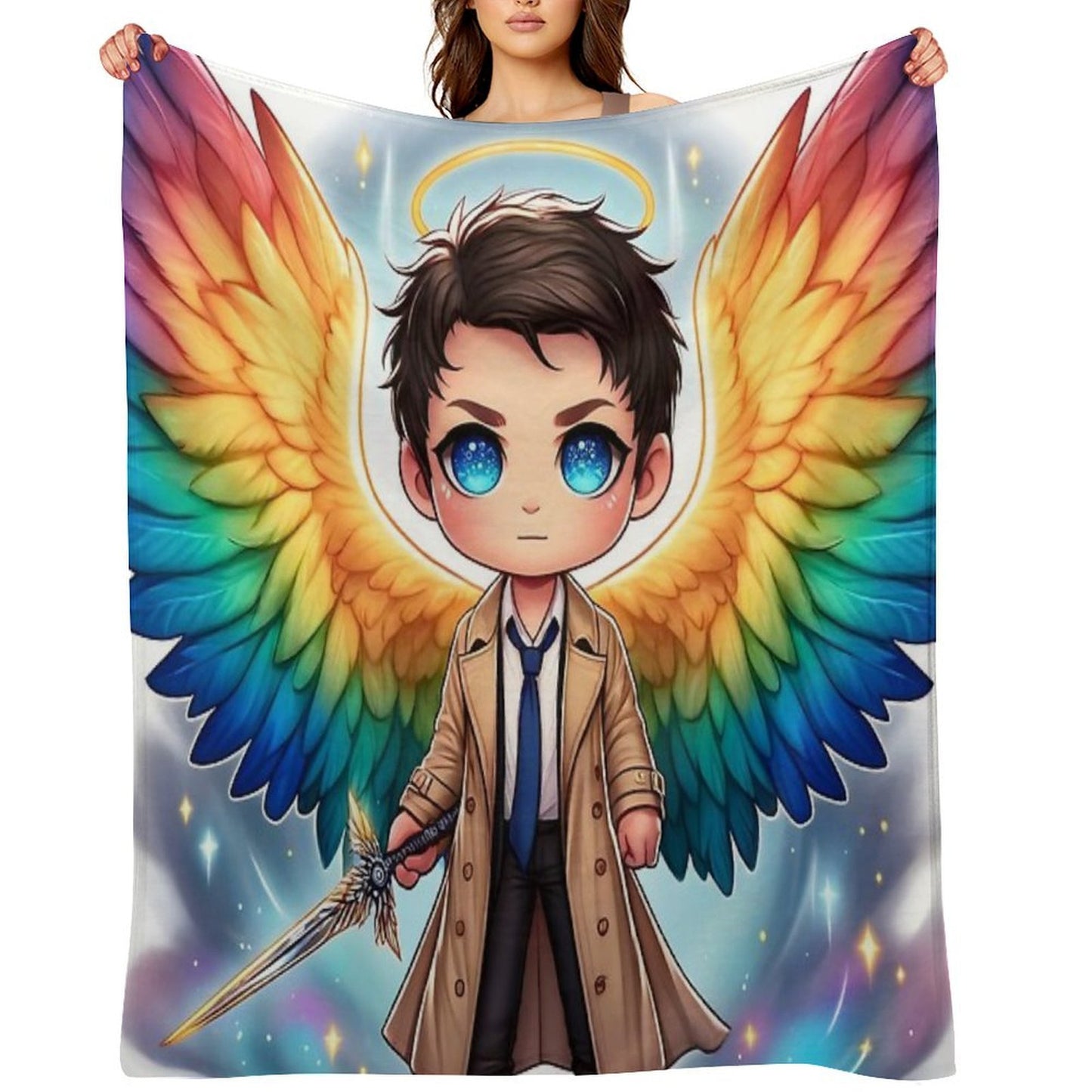 Rainbow Warrior Angel Premium Throw Blanket