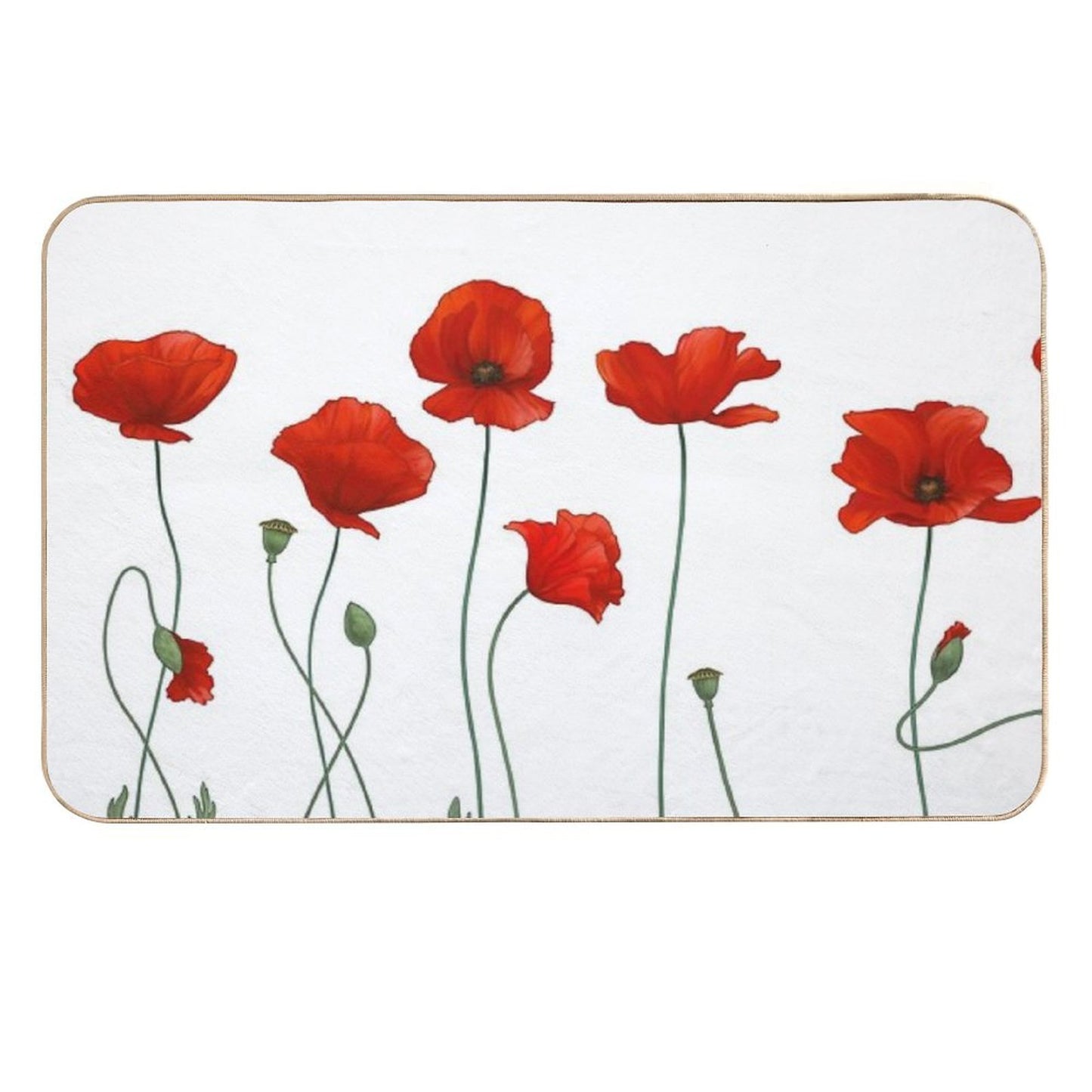 Poppy Stems. Fade-Resistant Bath Mat