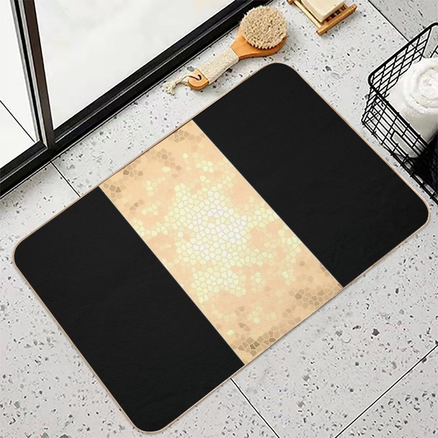 Elegant Gold And Black Design Durable Bath Mat