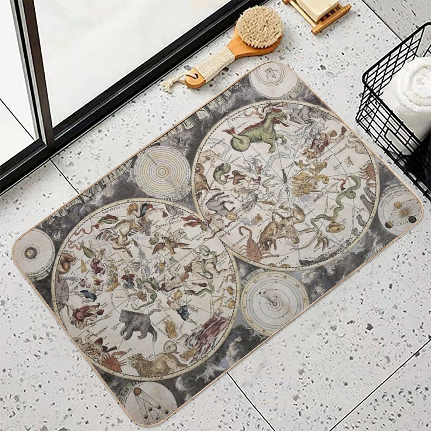 Vintage Celestial Star Map Easy Maintenance Bath Mat