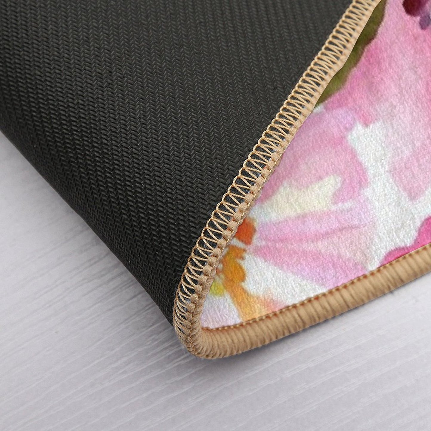 Watercolor Flowers Pink Fuchsia Fade-Resistant Bath Mat