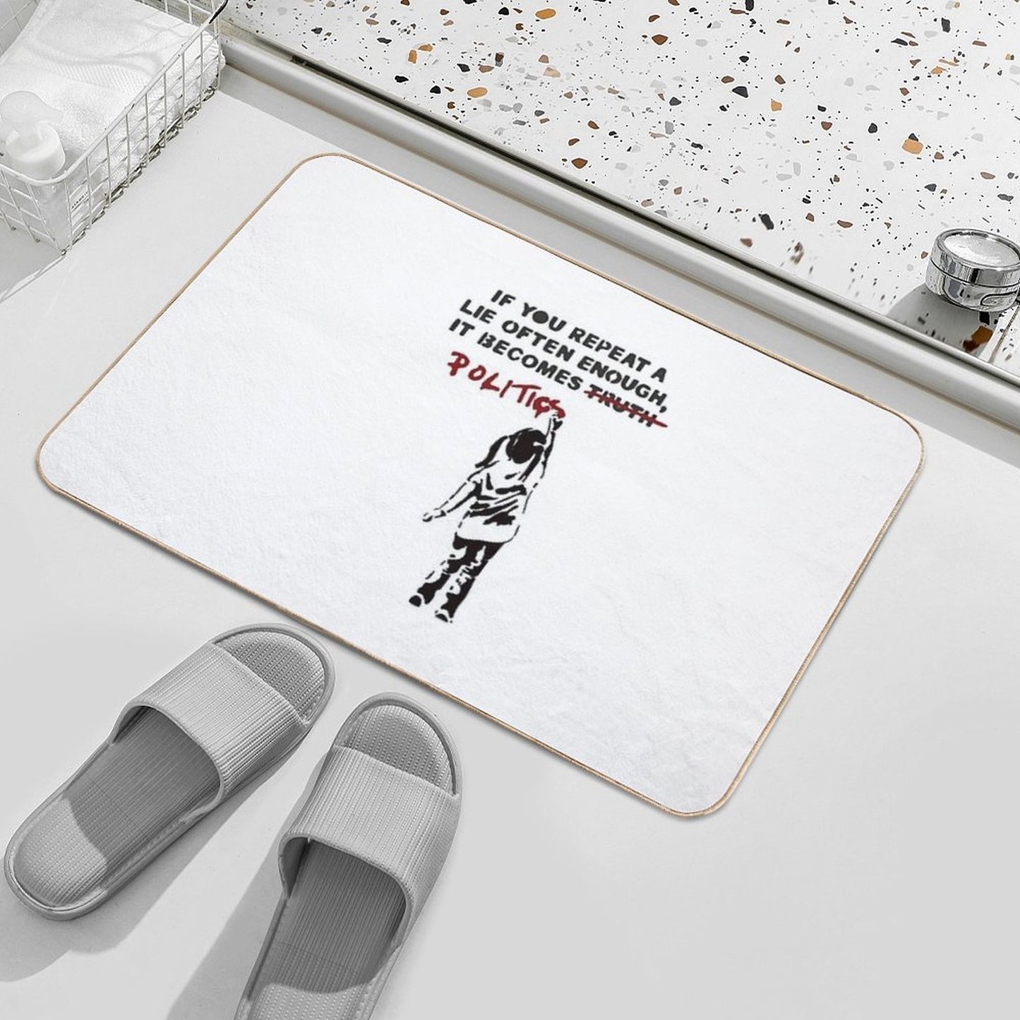 BANKSY If You Repeat A Lie Often Enough It Becomes Politics Repositionable Bath Mat