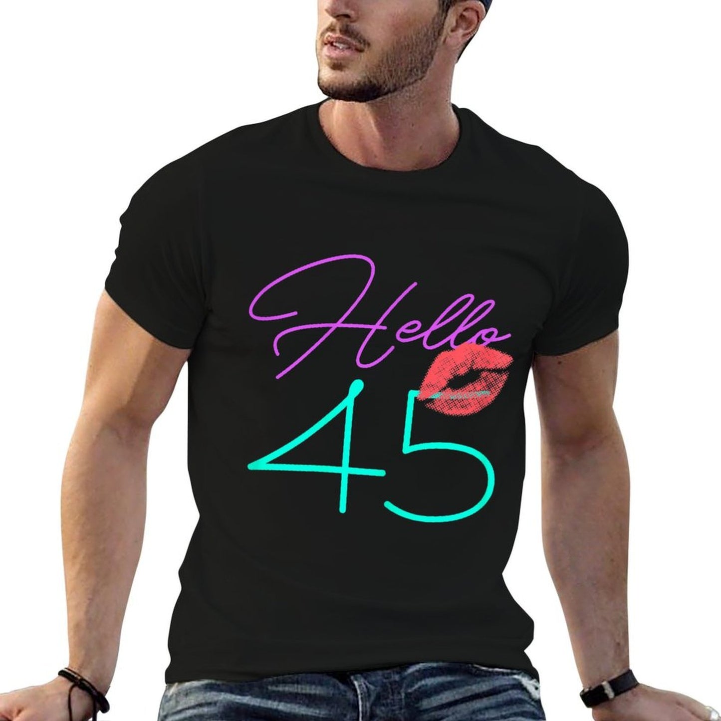 45th Birthday Funny Pink Women Gift Rolled Sleeves T-Shirt