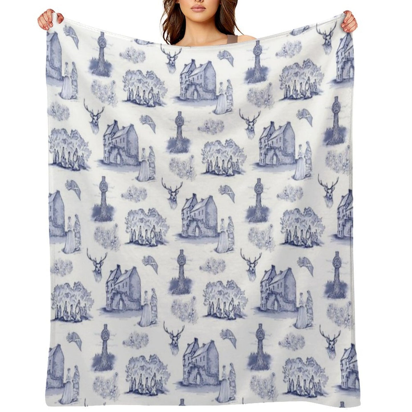 Highlander Toile in Blue Compact Throw Blanket