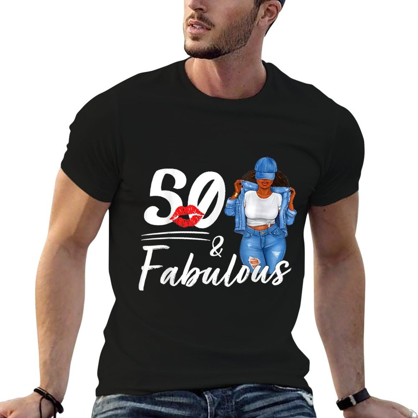 50 And Fabulous 50 Years Old 50th Birthday for Women Melanin Slim-fit Cut T-Shirt