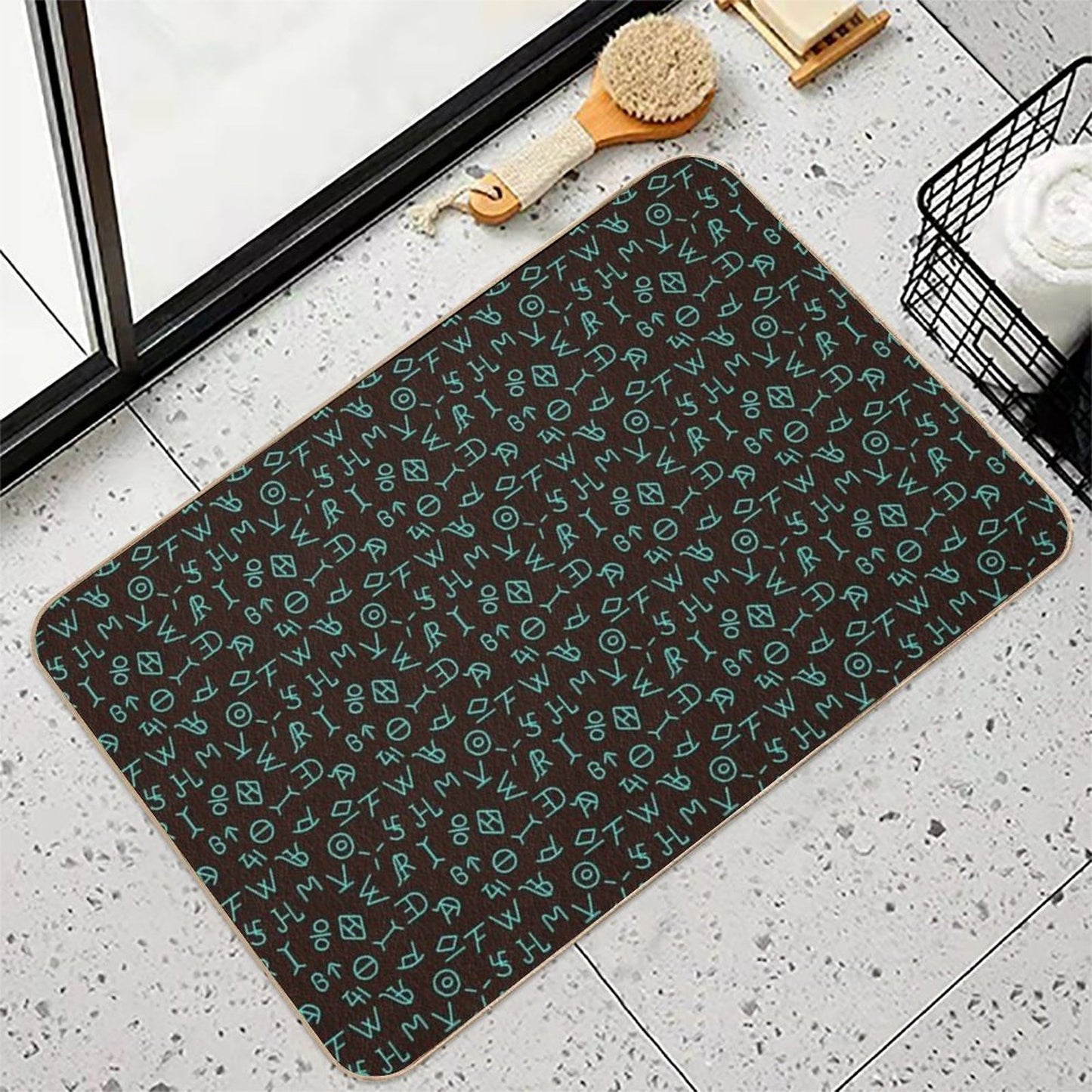 Turquoise Cattle Brands Eco-Friendly Bath Mat