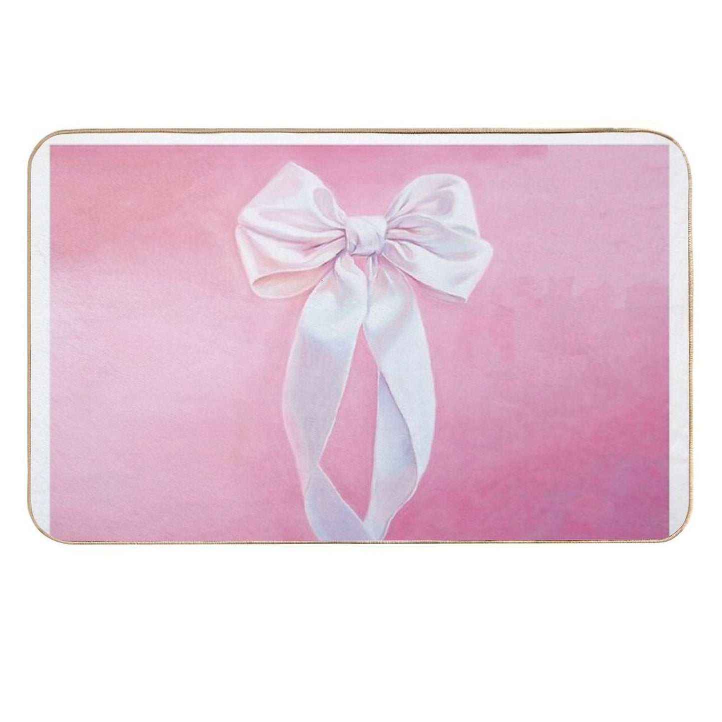 Lovely White Bow High-Traffic Bath Mat