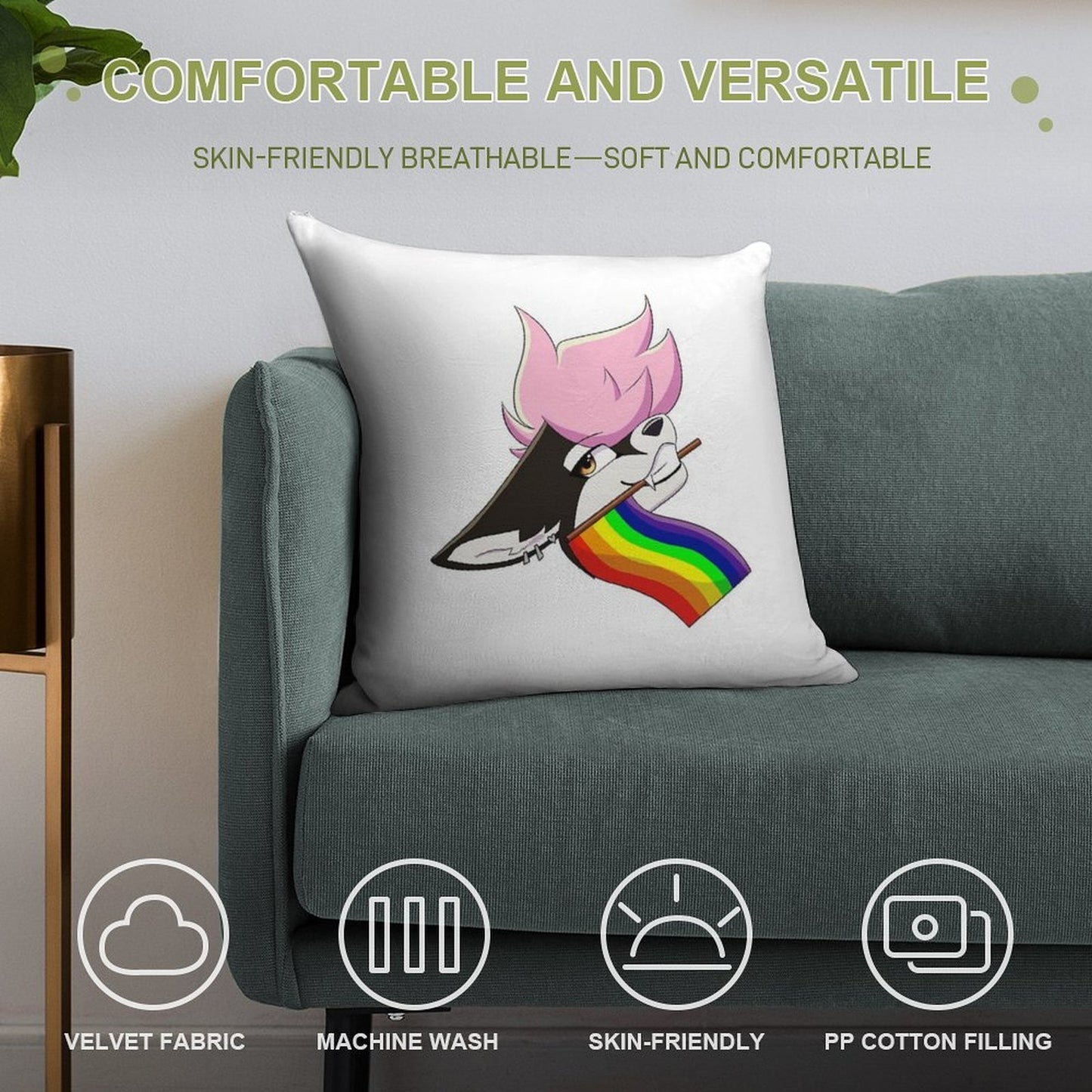 Gay Pride Furry Soft Fade-Resistant Throw Pillow