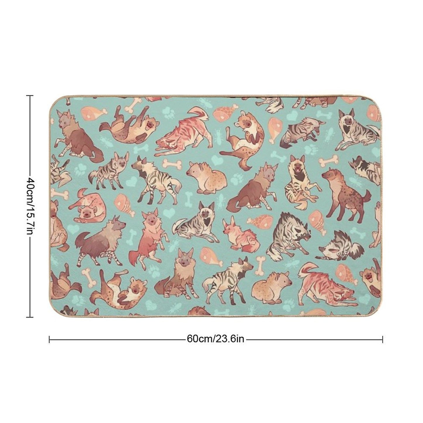Hyenas in Minty Dirt-Trapping Bath Mat