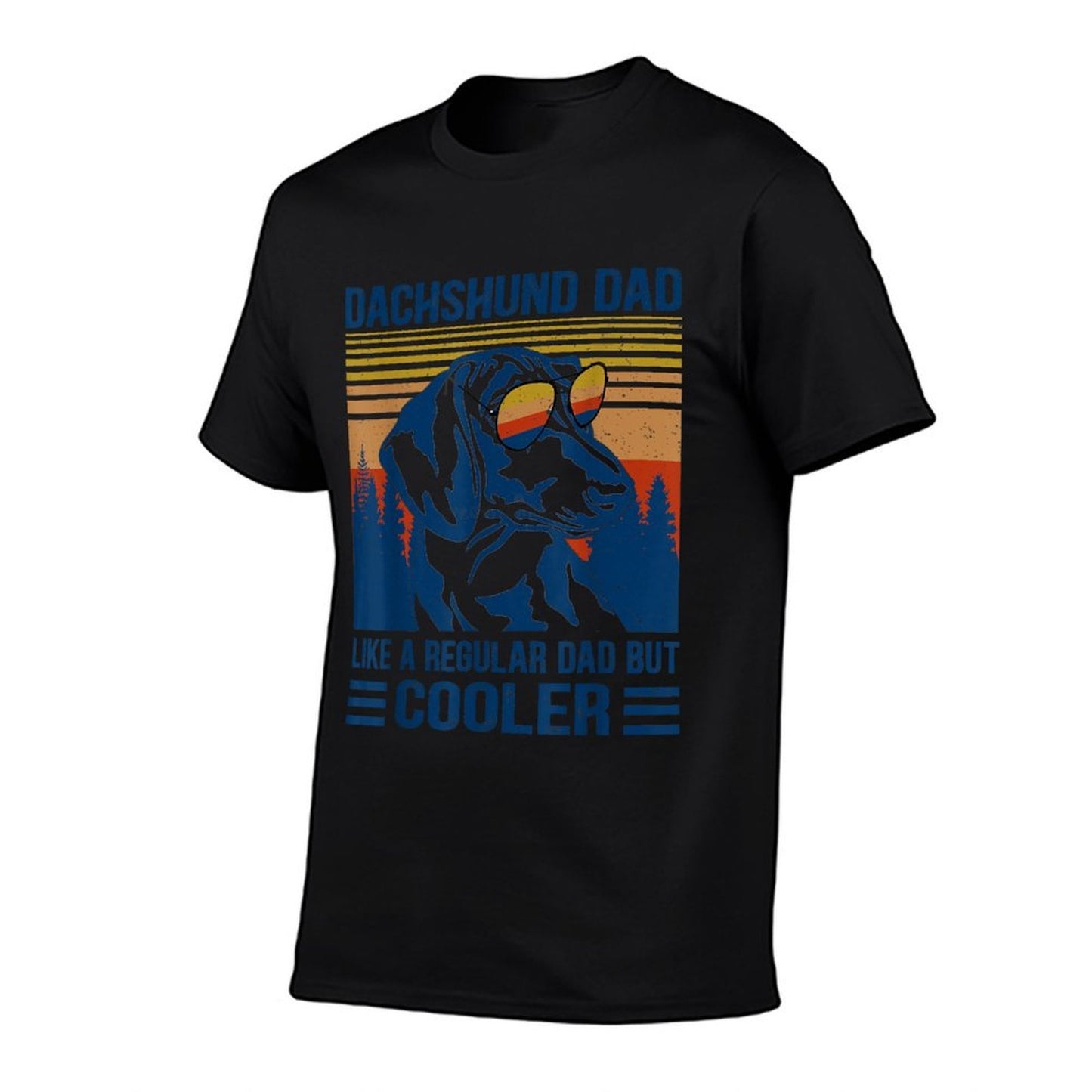 Vintage Dachshund Dad Like A Regular Dad But Cooler Funny Ribbed Collar T-Shirt